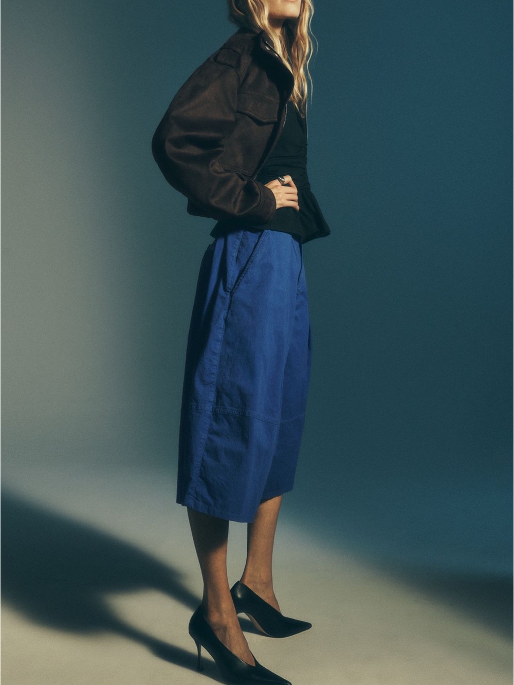 Anthropologie Pilcro Wide-Leg Crop Balloon Trousers in Dazzling Blue